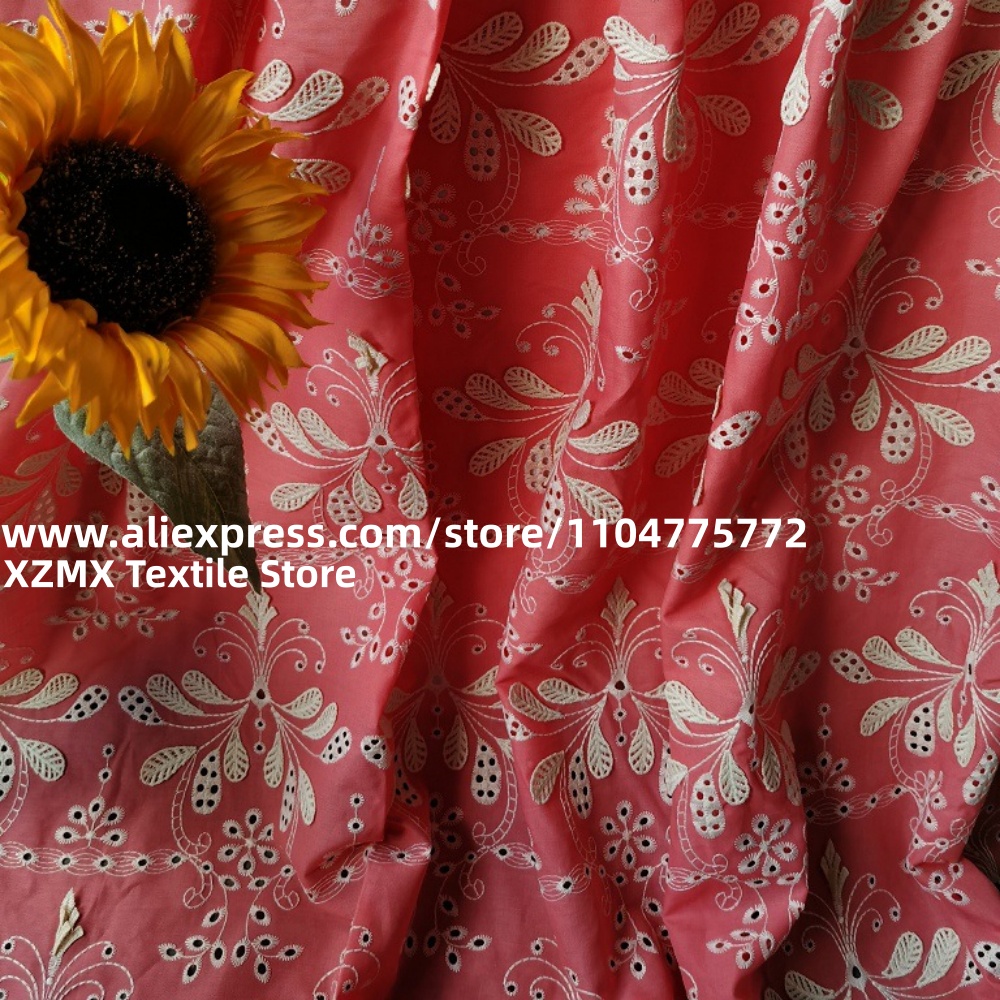 Red Base 3D Floral Embroidery  - Vintage Sewing Textile 评论和价格